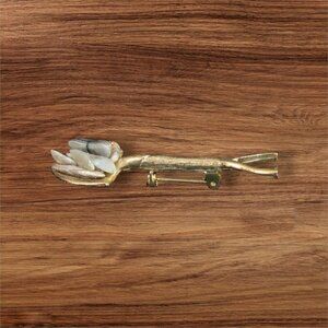 Vintage Gold-Tone Shovel brooch pin With Stone Accents